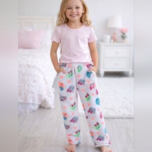 #1753 Colorful Kitty Cat Print Plush Pajama Pants Sz 14-16
